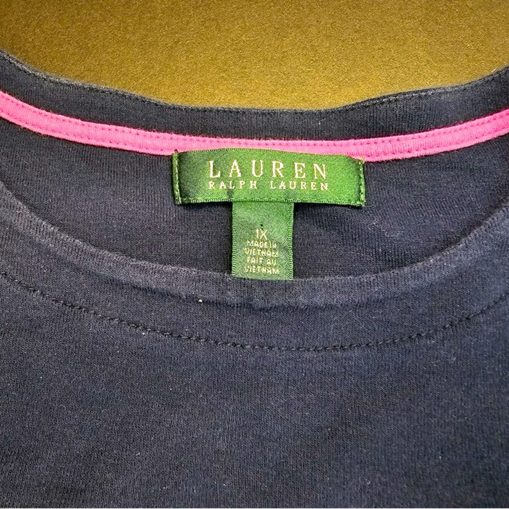 Lauren Ralph Lauren / Navy & White Striped Short Sleeved Shirt - Picture 5 of 9